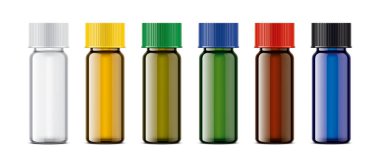 Renkli şişeler hazır. Şeffaf sürüm. 