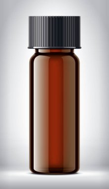 Şişe arka planda. Parlak yüzey sürümü. 