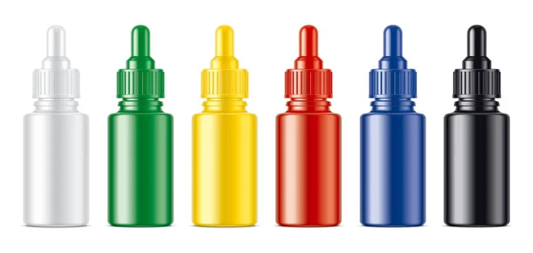 Colored Droppers Botellas Conjunto Superficie Mate Versión Transparente — Foto de Stock