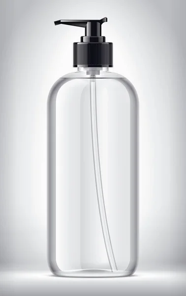 Flasche Auf Dem Hintergrund Glänzende Oberfläche Transparente Schwarze Kappenversion — Stockfoto