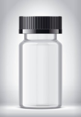 Şişe arka planda. Siyah Cap ve şeffaf versiyonu. 