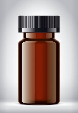 Şişe arka planda. Parlak yüzey sürümü. 