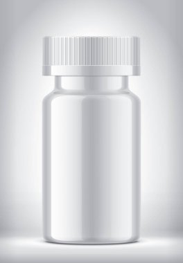 Şişe arka planda. Parlak yüzey sürümü. 