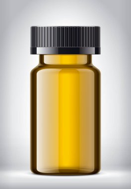 Şişe arka planda. Parlak yüzey sürümü. 