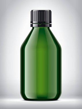 Şişe arka planda. Parlak yüzey sürümü. 