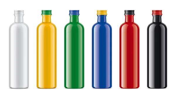 Uppsättning Färgade Glasflaskor Ogenomskinlig Version — Stockfoto