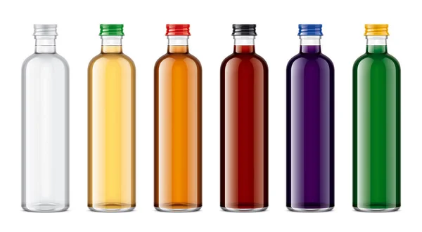 Uppsättning Glasflaskor Med Drycker Transparenta Dryckesversioner — Stockfoto