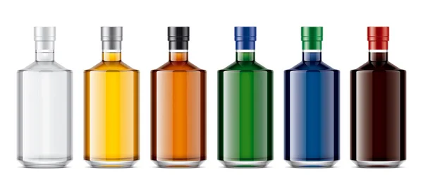 Σετ Από Διαφανή Γυάλινα Μπουκάλια Ποτά Χρωματιστή Έκδοση Φύλλων Αλουμινίου — Φωτογραφία Αρχείου