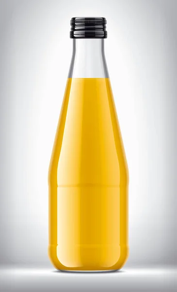 Botella Vidrio Con Jugo Naranja Fondo —  Fotos de Stock