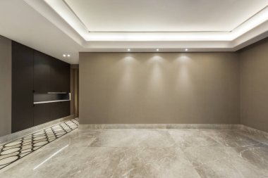 Boş oda ile mermer döşeme ve duvar kağıdı dekorasyon