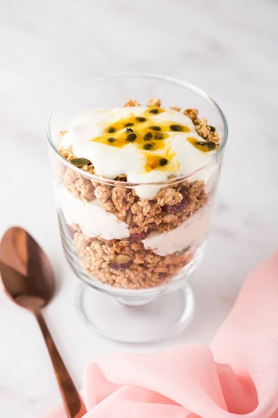 Müsli Joghurt Dessert Frühstück — Stockfoto