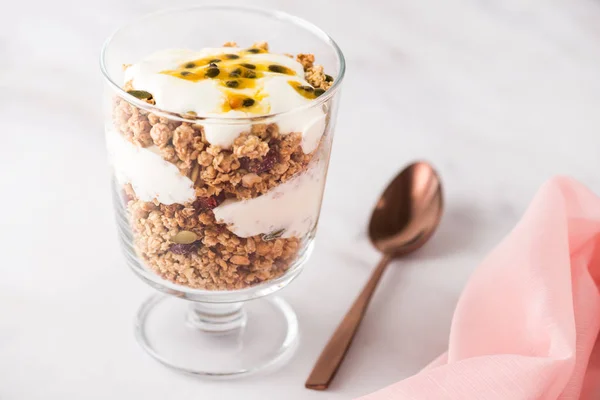 Müsli Joghurt Dessert Frühstück — Stockfoto