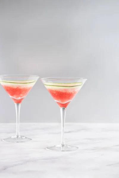 Vattenmelon Martini Cocktail Eller Mocktail Alkohol Fri — Stockfoto