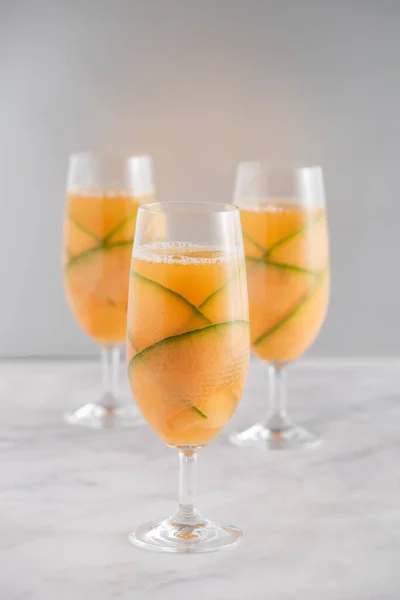 Cantaloupe Cooler Refrescante Verano Mocktai —  Fotos de Stock