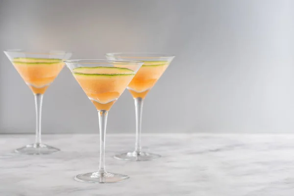 Cantaloupe Martini Orzeźwiające Lato Mocktai — Zdjęcie stockowe