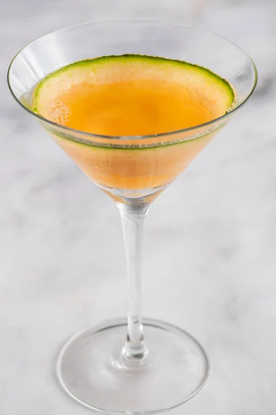 Cantaloupe Martini Ένα Δροσιστικό Καλοκαίρι Mocktai — Φωτογραφία Αρχείου