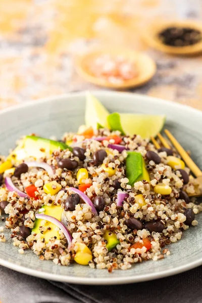 Mexican quinoa salad with black beans and cor