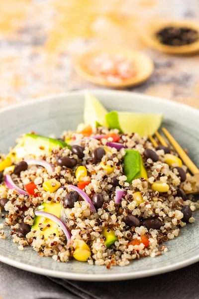 Mexický Quinoa Salát Černými Fazolemi Cor Stock Fotografie