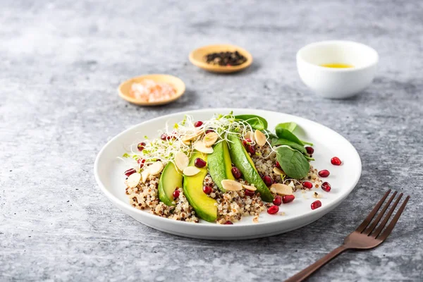 Quinoa Salade Met Avocado Granaatappel Rechtenvrije Stockfoto's