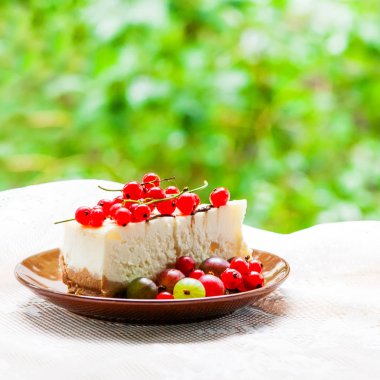 Cheesecake kırmızı kuş üzümü ve bektaşi üzümü open air ile.