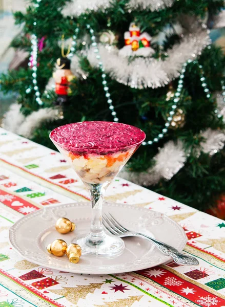 Noel arka plan kış salatası ile.