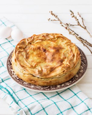 Pasqualina tart tipik İtalyan Paskalya.