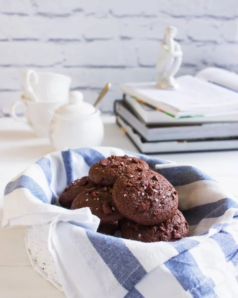 Biscoitos de chocolate sal marinho . — Fotografia de Stock