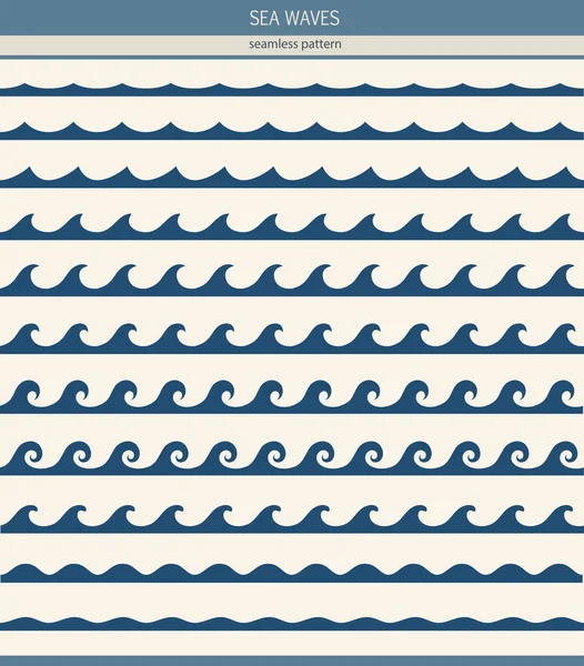 Set van naadloze patronen met gestileerde golven — Stockvector