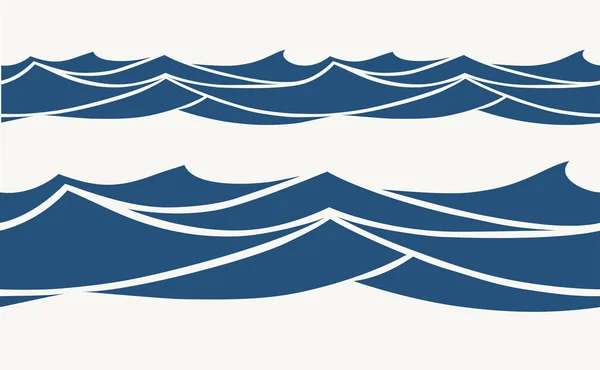 様式化された青い波とシームレスなパターン — ストックベクタ