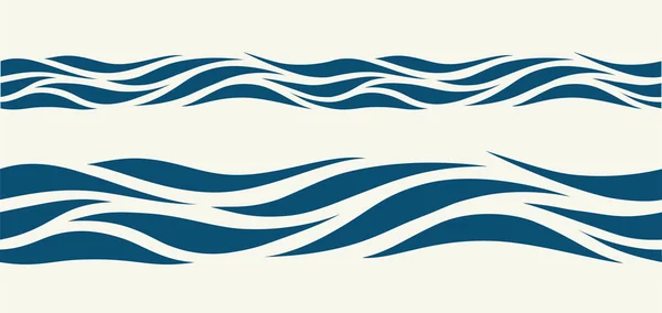 様式化された青い波とのシームレスなパターン — ストックベクタ