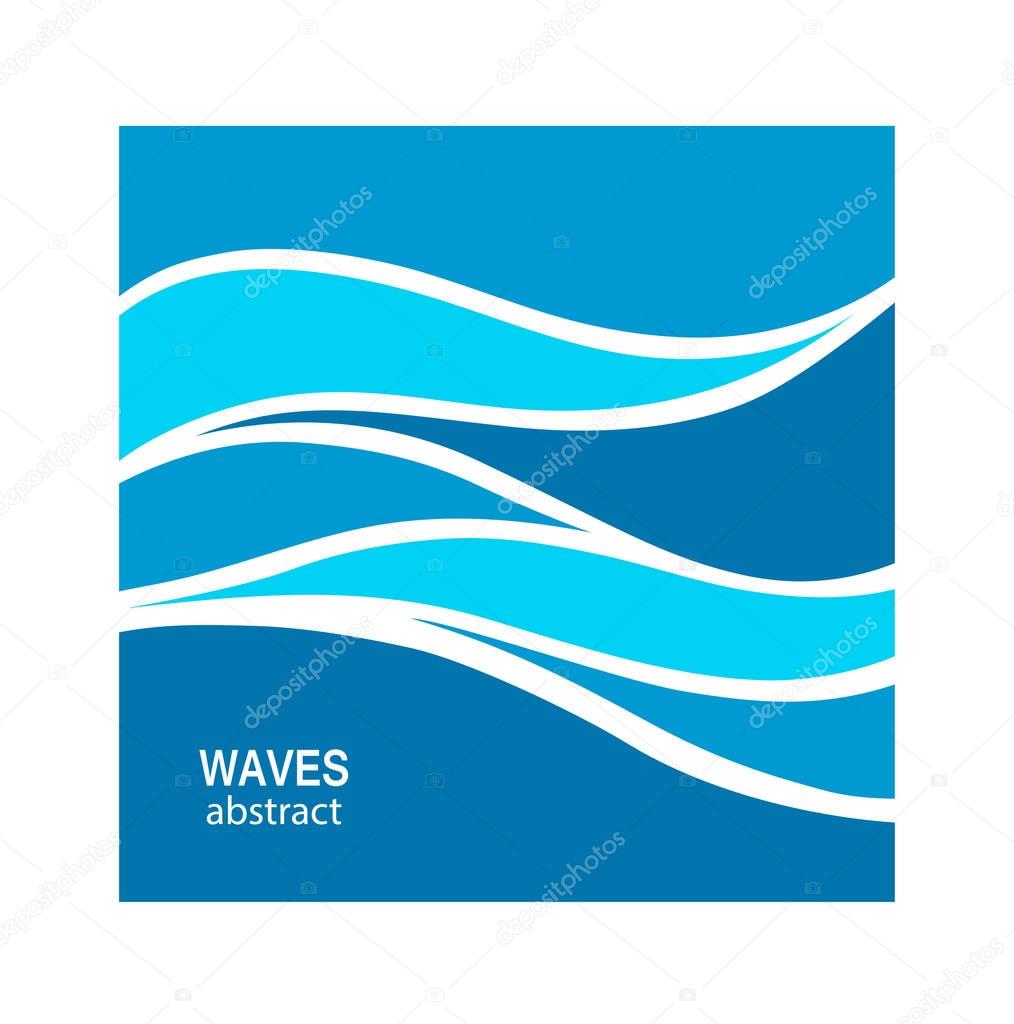 Water Wave Logo abstract design. Cosmetics Surf Sport Logotype concept. Square aqua icon.