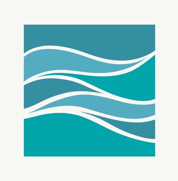 Water Wave Logo design abstrato. Ícone de aqua quadrado . — Vetor de Stock