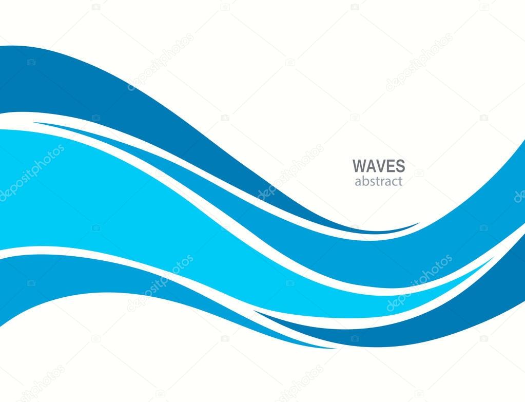 Marine pattern with stylized blue waves on a light background. Water Wave Logo abstract design. Cosmetics Surf Sport Logotype concept. Aqua icon.