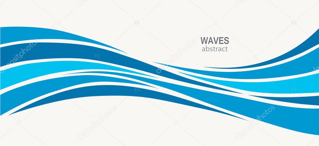 Water Wave Logo abstract design. Cosmetics Surf Sport Logotype concept. Square aqua icon.