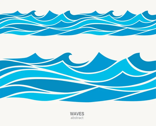 Морський безшовний візерунок зі стилізованими синіми хвилями на спині світла — стоковий вектор