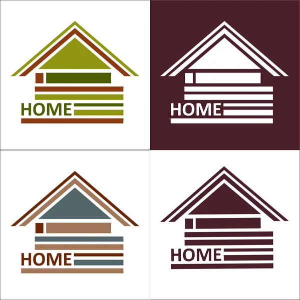 Símbolos inmobiliarios - techos de casas y edificios, como un logotipo — Archivo Imágenes Vectoriales