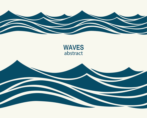 Морской бесшовный рисунок со стилизованными голубыми волнами на светлой спине
