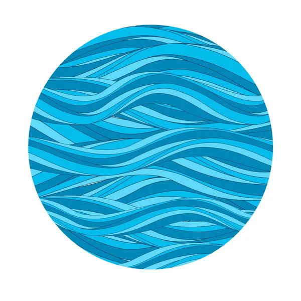 ビンテージ スタイルの様式化された青い波と海洋のパターン — ストックベクタ