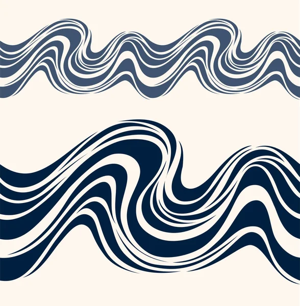 Marina sömlösa mönster med stiliserade blå vågor — Stock vektor