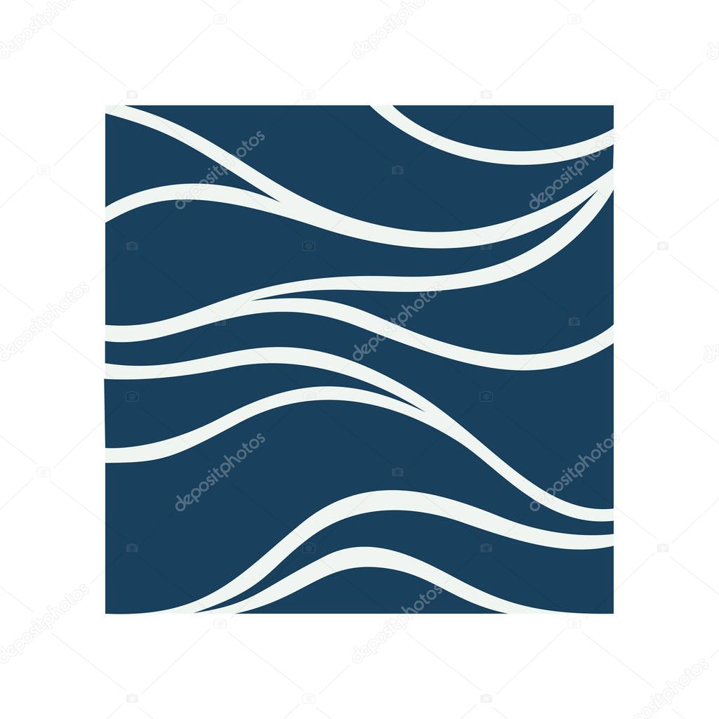 Water Wave Logo abstract design. Cosmetics Surf Sport Logotype concept. Square aqua icon.