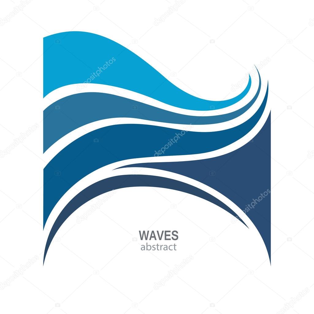 Water Wave Logo abstract design. Cosmetics Surf Sport Logotype concept. Aqua icon.