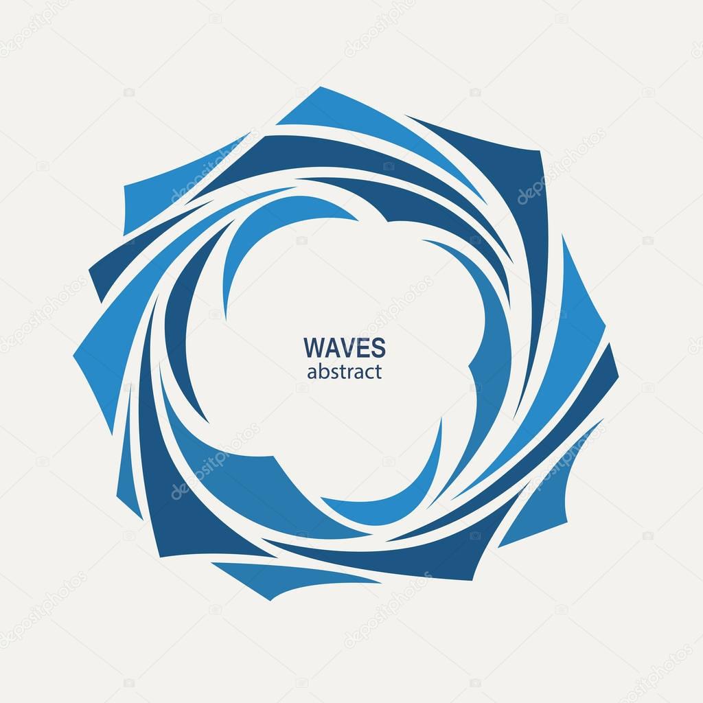 Water Wave Logo abstract design. Cosmetics Surf Sport Logotype concept. Round aqua icon.