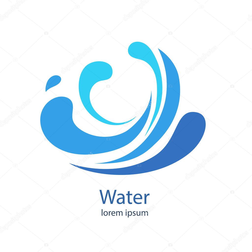 Water Wave Logo abstract design. Cosmetics Surf Sport Logotype concept. Aqua icon.