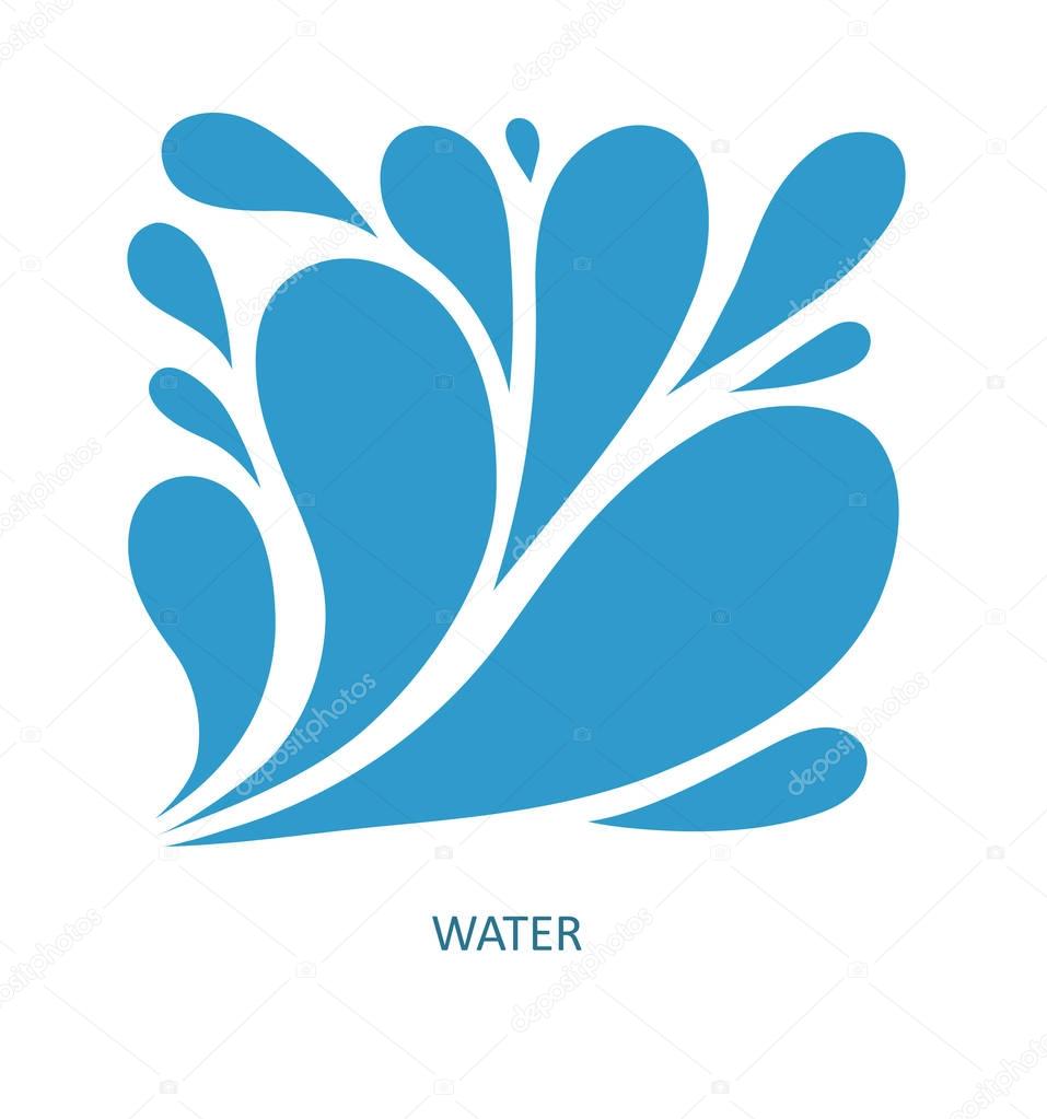 Water Wave Logo abstract design. Cosmetics Surf Sport Logotype concept. Square aqua icon.