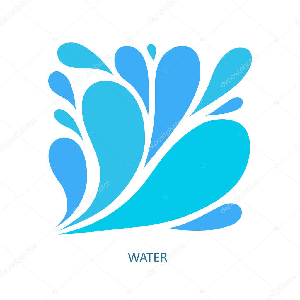 Water Wave Logo abstract design. Cosmetics Surf Sport Logotype concept. Square aqua icon.