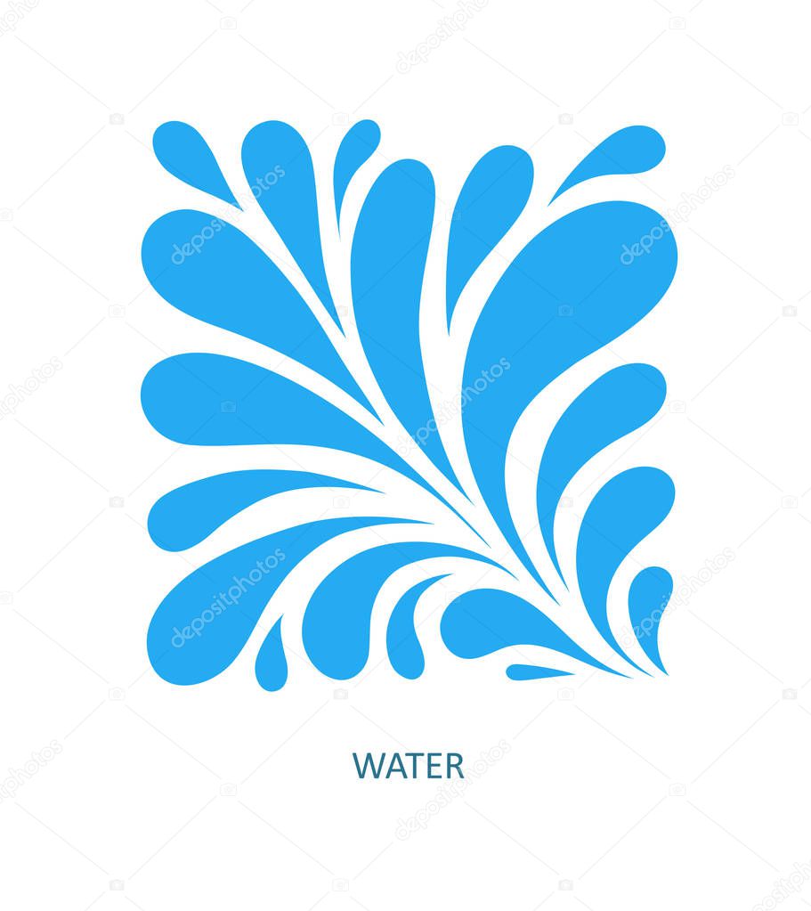 Water Wave Logo abstract design. Cosmetics Surf Sport Logotype concept. Square aqua icon.