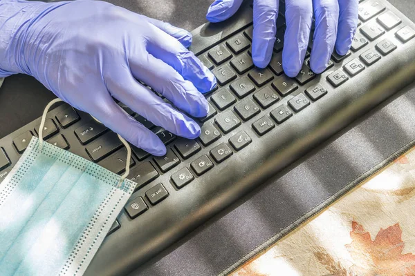 Typing on a keyboard with gloves