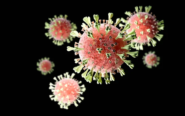 Coronavirus COVID 19 mikroskop altında. 3d illüstrasyon.
