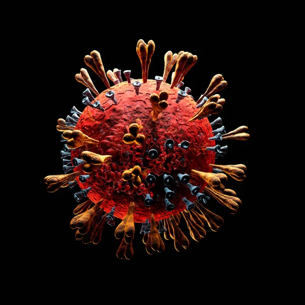 Coronavirus COVID 19 mikroskop altında. 3d illüstrasyon.