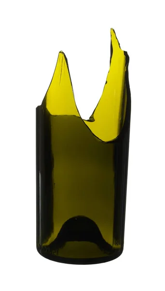 Bottiglia rotta verde isolato su sfondo bianco — Foto Stock